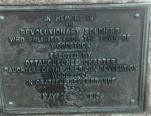 TOWN OF WOODSTOCK REVOLUTIONARY SOLDIERS WAR MEMORIAL PLAQUE