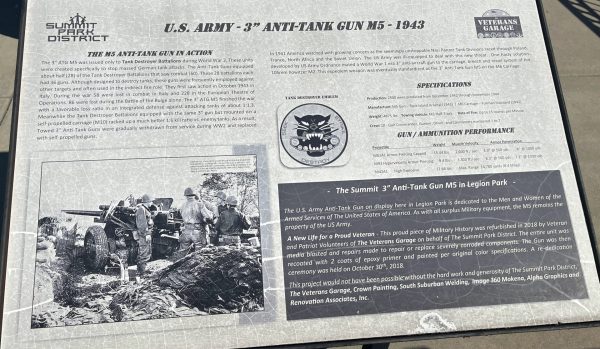 U.S. ARMY-3″ ANTI-TANK GUN M5-1943 WAR MEMORIAL PLAQUE