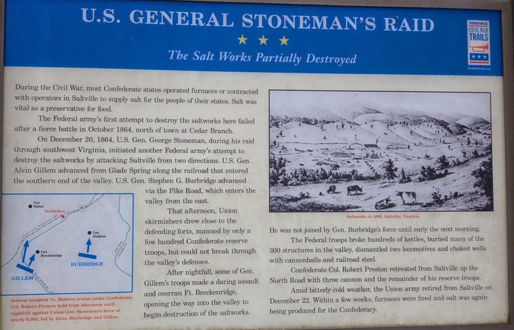 U.S. GENERAL STONEMAN’S RAID THE SALT WORKS MEMORIAL PANEL