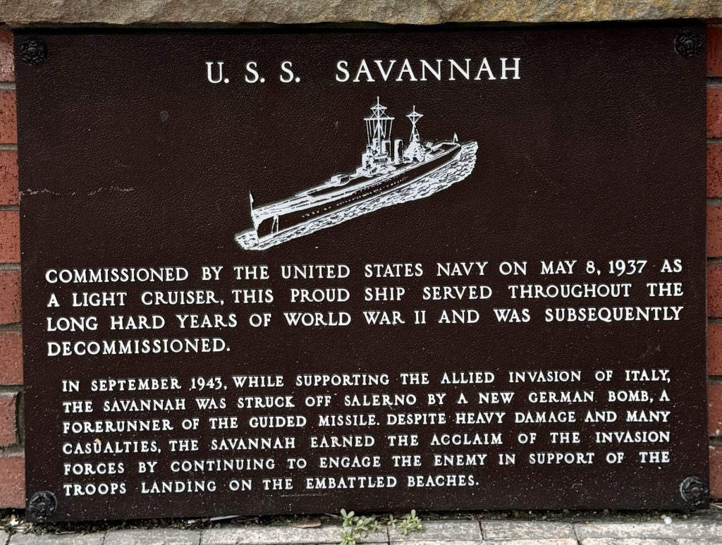 U.S.S. SAVANNAH WAR MEMORIAL PLAQUE