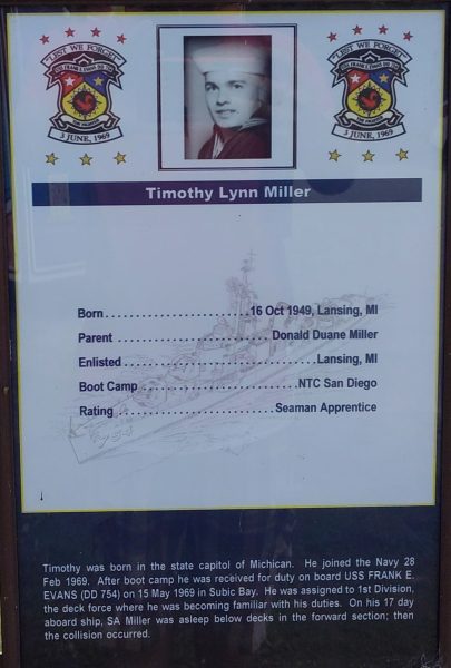 USS FRANK E. EVANS DD-754 WAR MEMORIAL PLAQUE B