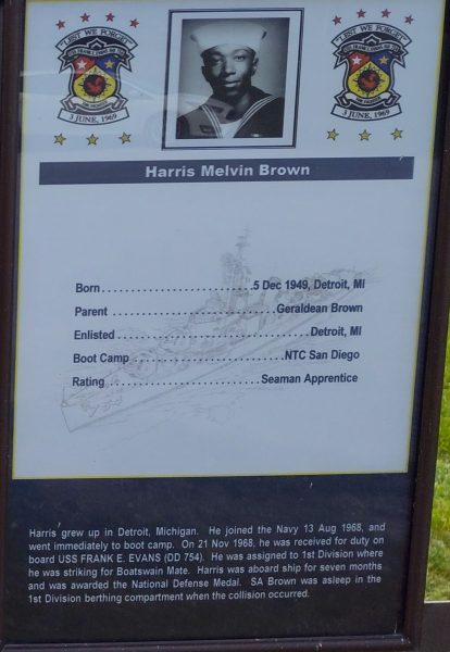 USS FRANK E. EVANS DD-754 WAR MEMORIAL PLAQUE C