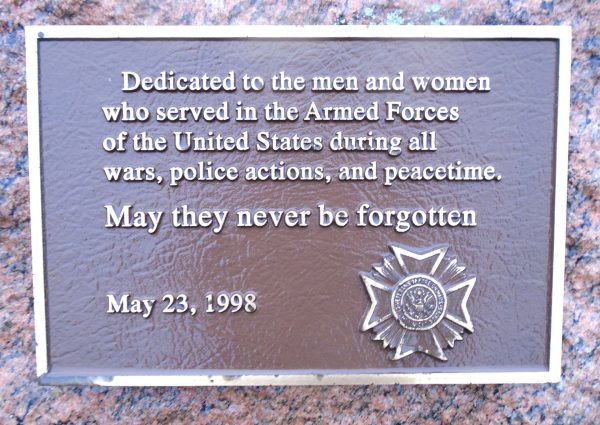 VFW POST 6912 ALL WAR VETERANS MEMORIAL PLAQUE