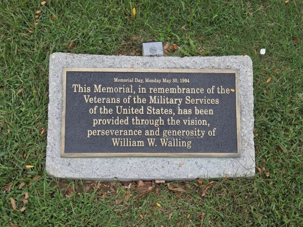 WILLIAM W. WALLING VETERANS MEMORIAL PLAQUE