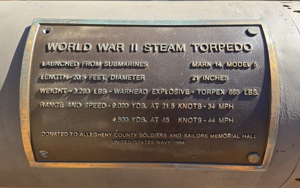 WORLD WAR II STEAM TORPEDO MEMORIAL PLAQUE
