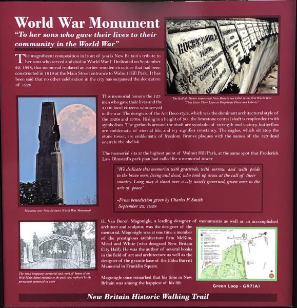 WORLD WAR MONUMENT PLAQUE