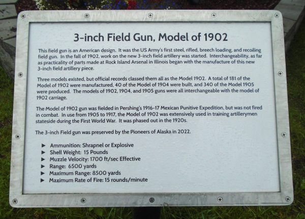 3-INCH FIELD GUN, MODEL OF 1902 MEMORIAL PLAQUE