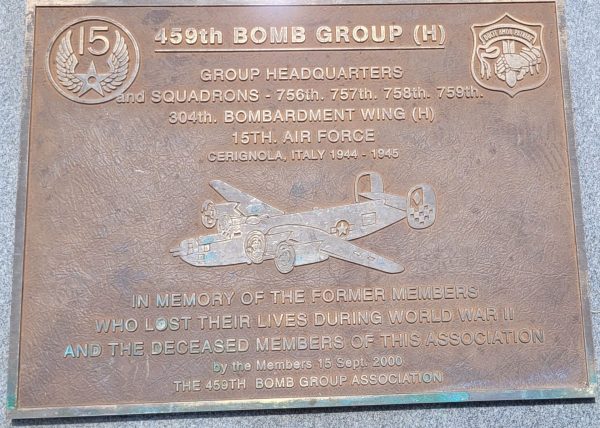 459TH BOMB GROUP (H) WAR MEMORIAL PLAQUE LACKLAND