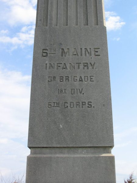 6TH MAINE INFANTRY JULY 3, 1863 WAR MEMORIAL STONE A