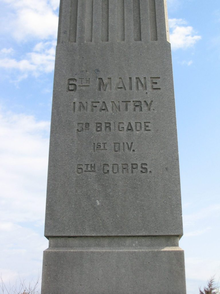 6TH MAINE INFANTRY JULY 3, 1863 WAR MEMORIAL STONE A