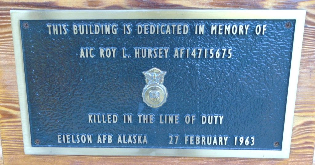A1C ROY L. HURSEY MEMORIAL BUILDING PLAQUE