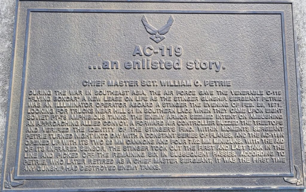 AC-119…AN ENLISTED STORY WAR MEMORIAL PLAQUE