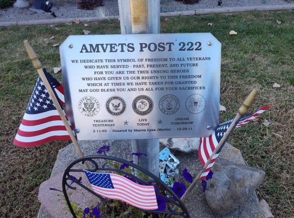 AMVETS POST 222 WAR MEMORIAL PLAQUE
