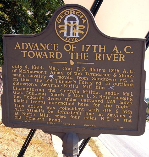 ADVANCE OF 17TH A.C. TOWARD THE RIVER WAR MEMORIAL MARKER