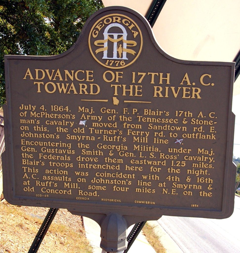 ADVANCE OF 17TH A.C. TOWARD THE RIVER WAR MEMORIAL MARKER
