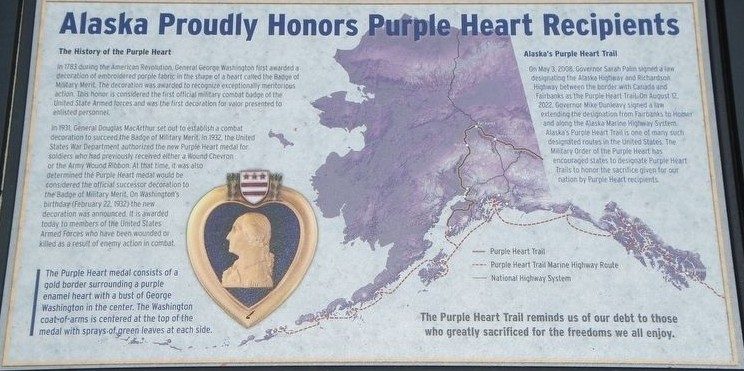 ALASKA PROUDLY HONORS PURPLE HEART RECIPIENTS WAR MEMORIAL PANEL