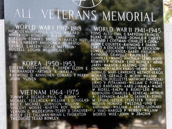 ALGER COUNTY ALL VETERANS MEMORIAL CLOSE-UP