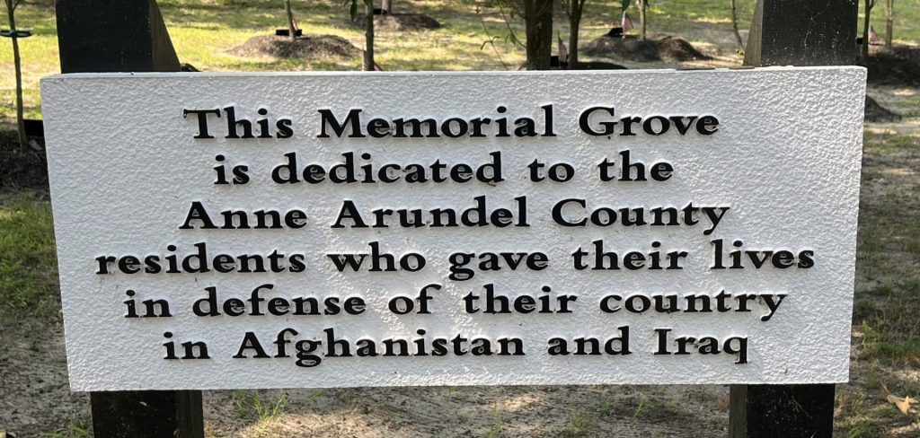 ANNE ARUNDEL COUNTY MEMORIAL GROVE PLAQUE