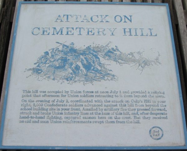 ATTACK ON CEMETERY HILL 2ND DAY WAR MEMORIAL PLAQUE