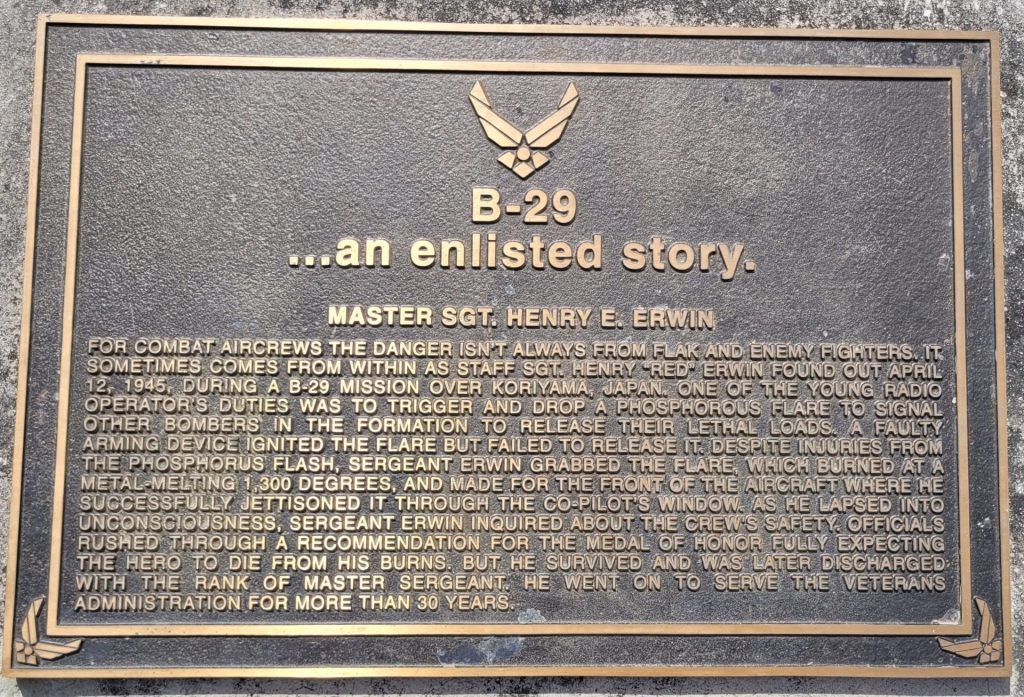B-29…AN ENLISTED STORY WAR MEMORIAL PLAQUE