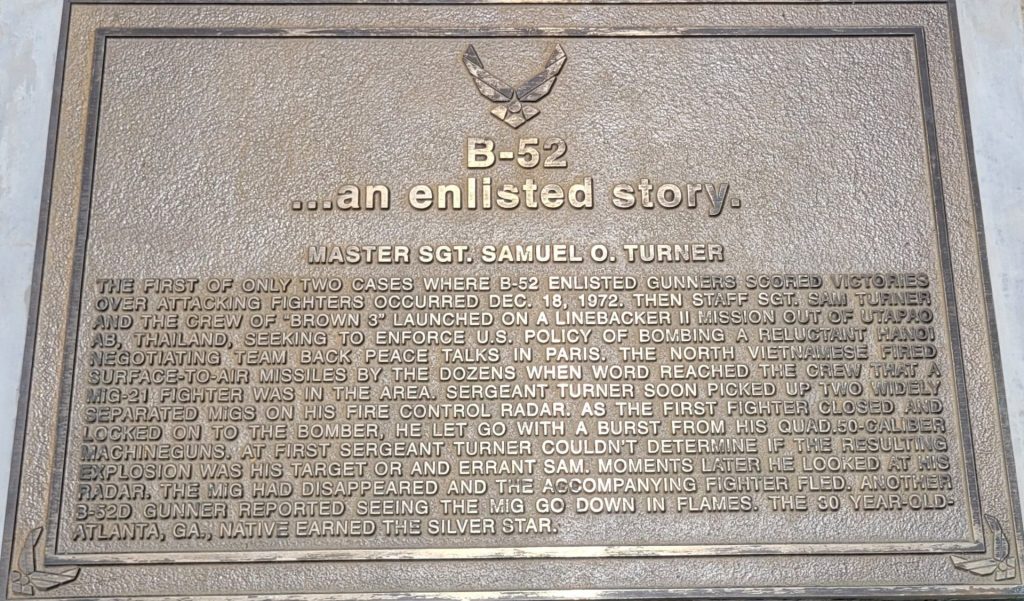 B-52…AN ENLISTED STORY WAR MEMORIAL PLAQUE
