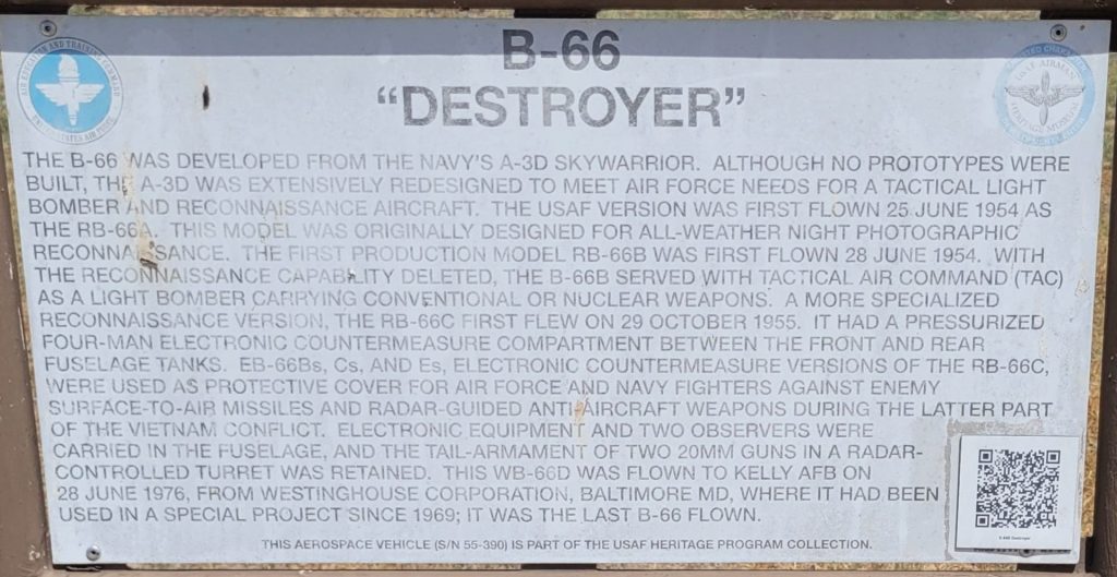 B-66 “DESTROYER” MEMORIAL AIRCRAFT PLAQUE