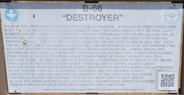 B-66 “DESTROYER” MEMORIAL AIRCRAFT PLAQUE