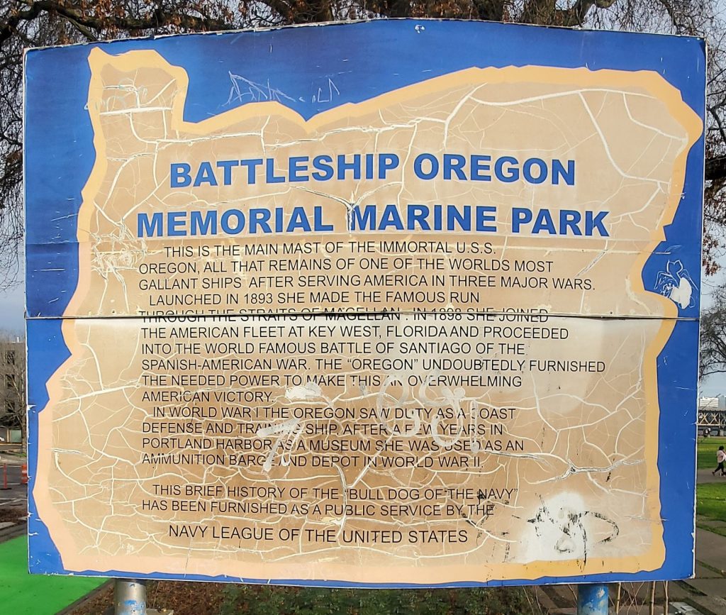 BATTLESHIP OREGON MEMORIAL MARINE PARK MARKER