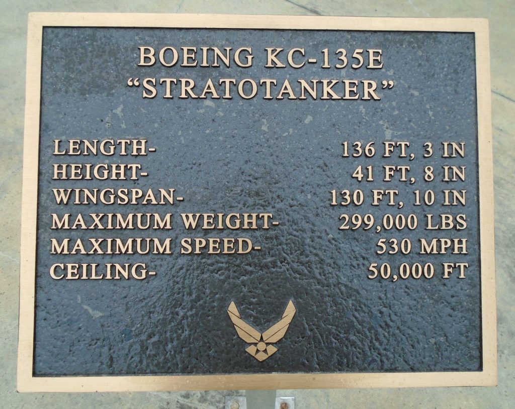 BOEING KC-135E “STRATOTANKER” MEMORIAL AIRCRAFT PLAQUE A
