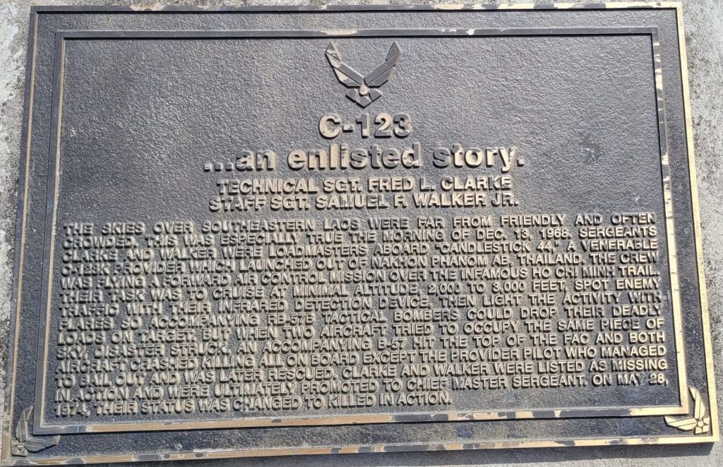 C123…AN ENLISTED STORY WAR MEMORIAL PLAQUE