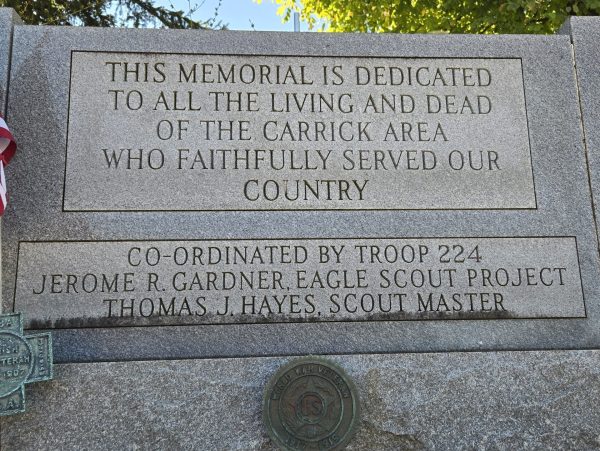 CARRICK AREA VETERANS MEMORIAL CLOSE-UP