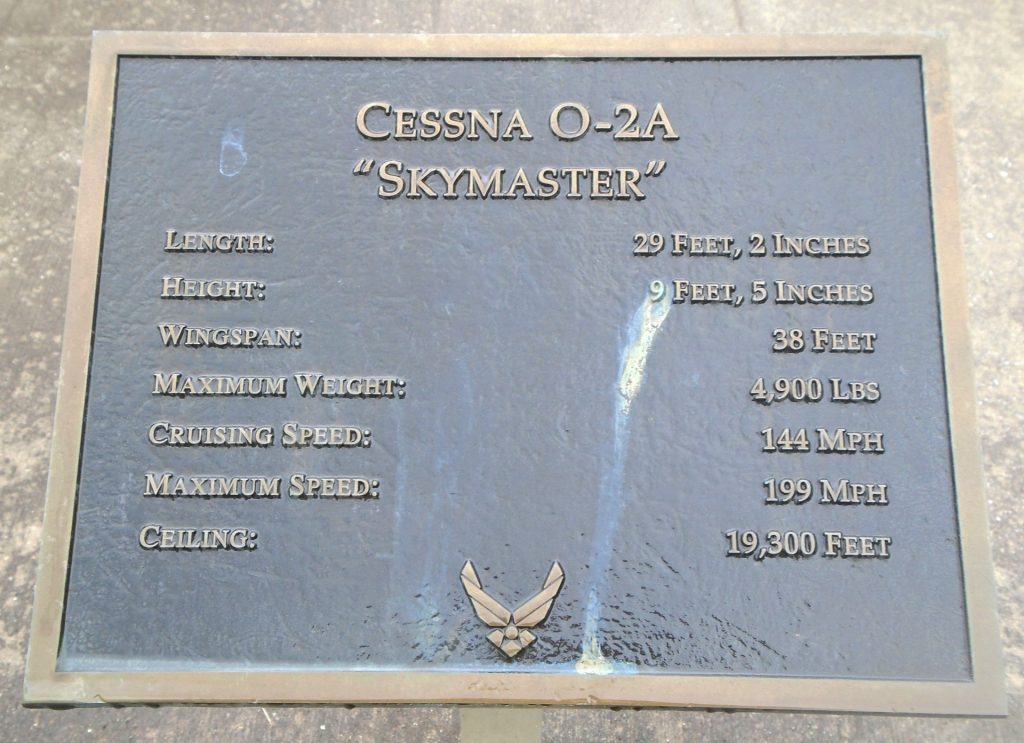 CESSNA O-2A “SKYMASTER” MEMORIAL AIRCRAFT PLAQUE A