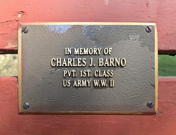 CHARLES J. BARNO WAR MEMORIAL BENCH PLAQUE