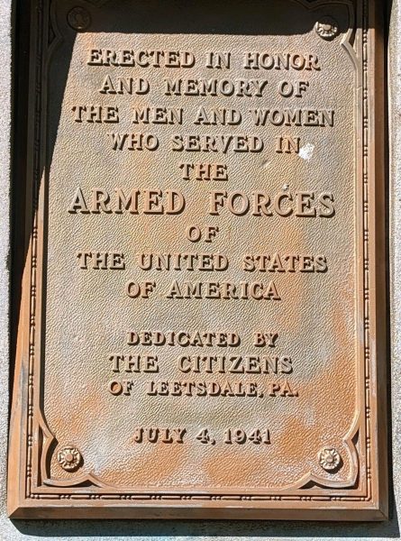 CITIZENS OF LEETSDALE ARMED FORCES MEMORIAL BELL PLAQUE