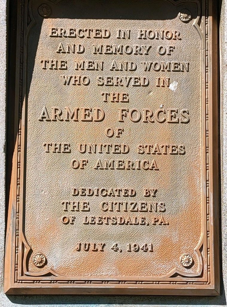 CITIZENS OF LEETSDALE ARMED FORCES MEMORIAL BELL PLAQUE