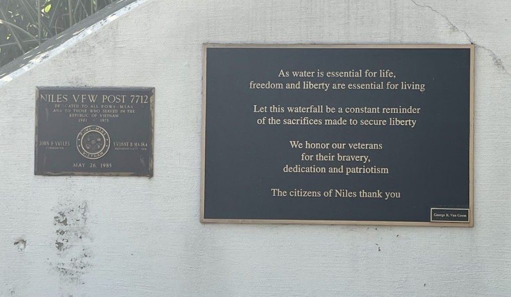 CITIZENS OF NILES ALL VETERANS MEMORIAL WATERFALL PLAQUES