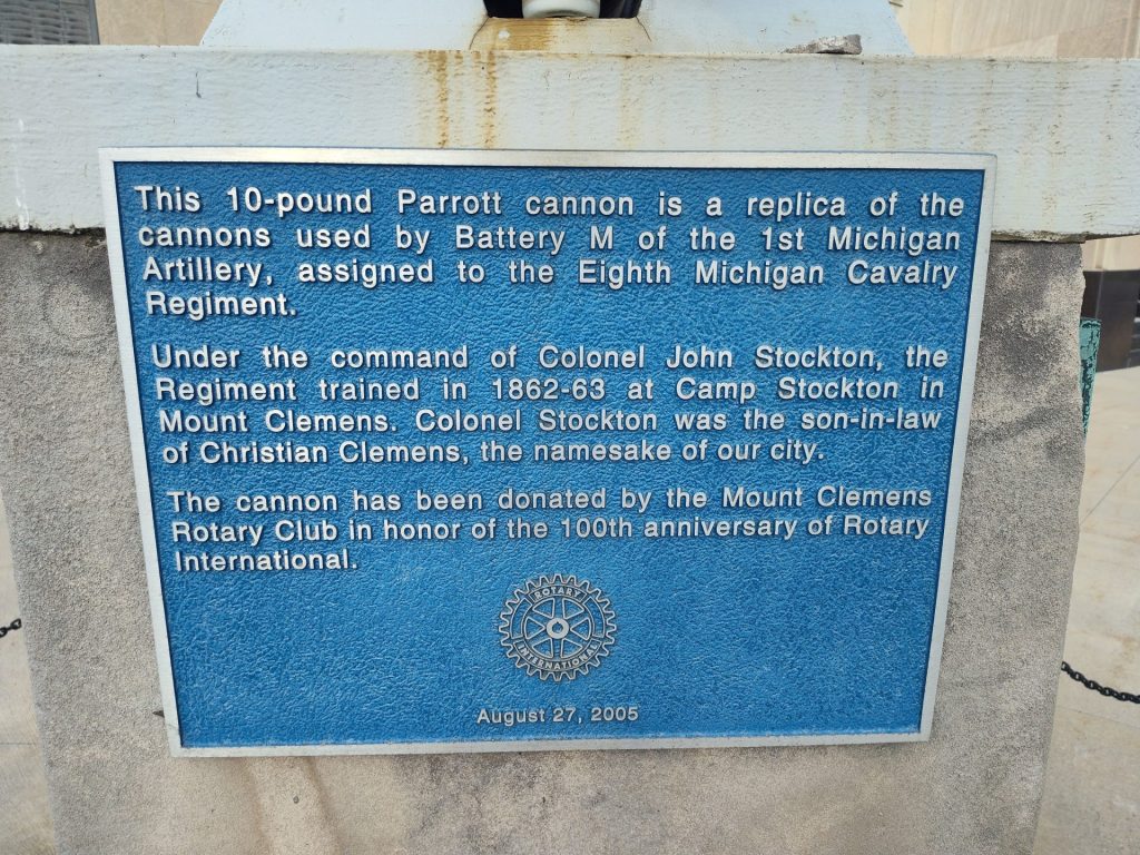 COL JOHN STOCKTON WAR MEMORIAL CANNON PLAQUE B