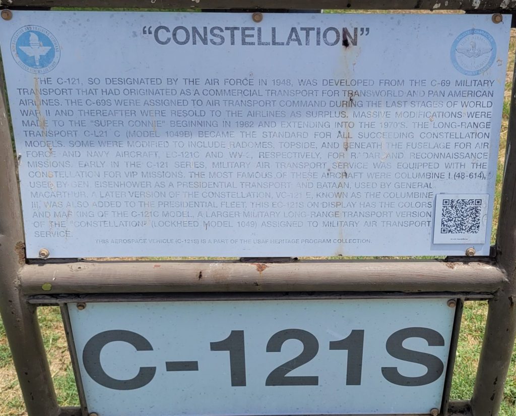 “CONSTELLATION” C-121S MEMORIAL AIRCRAFT PLAQUE