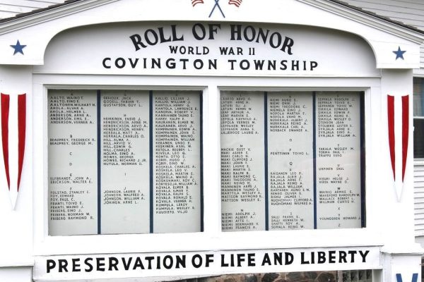 COVINGTON TOWNSHIP ROLL OF HONOR WORLD WAR II MEMORIAL