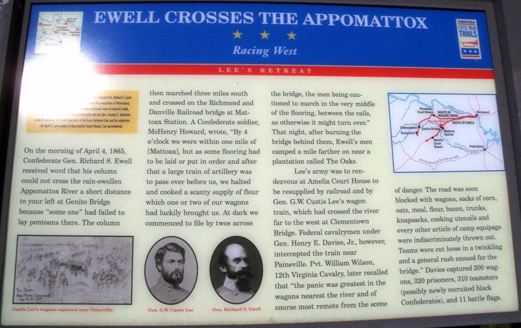 EWELL CROSSES THE APPOMATTOX WAR MEMORIAL PANEL