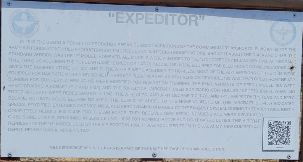 “EXPEDITOR” UC-45 MEMORIAL AIRCRAFT PLAQUE
