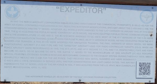 “EXPEDITOR” UC-45 MEMORIAL AIRCRAFT PLAQUE