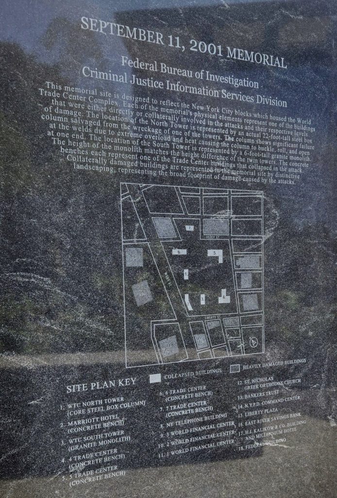 FBI SEPTEMBER 11, 2001 MEMORIAL STONE BACK