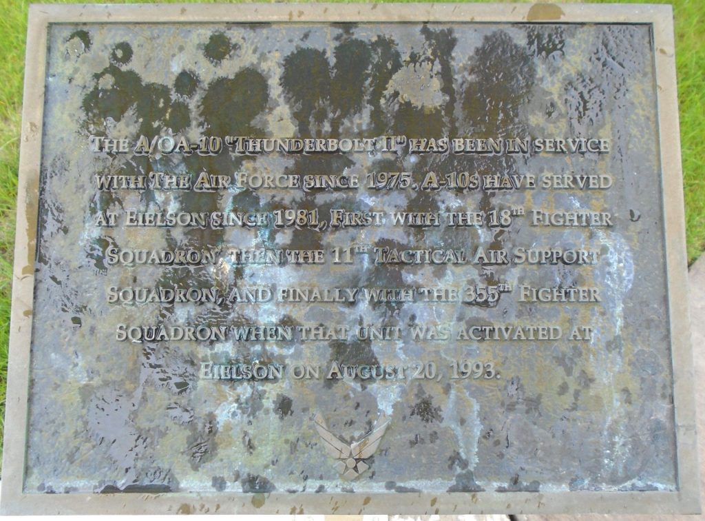 FAIRCHILD-REPUBLIC A-10A “THUNDERBOLT II” MEMORIAL AIRCRAFT PLAQUE B