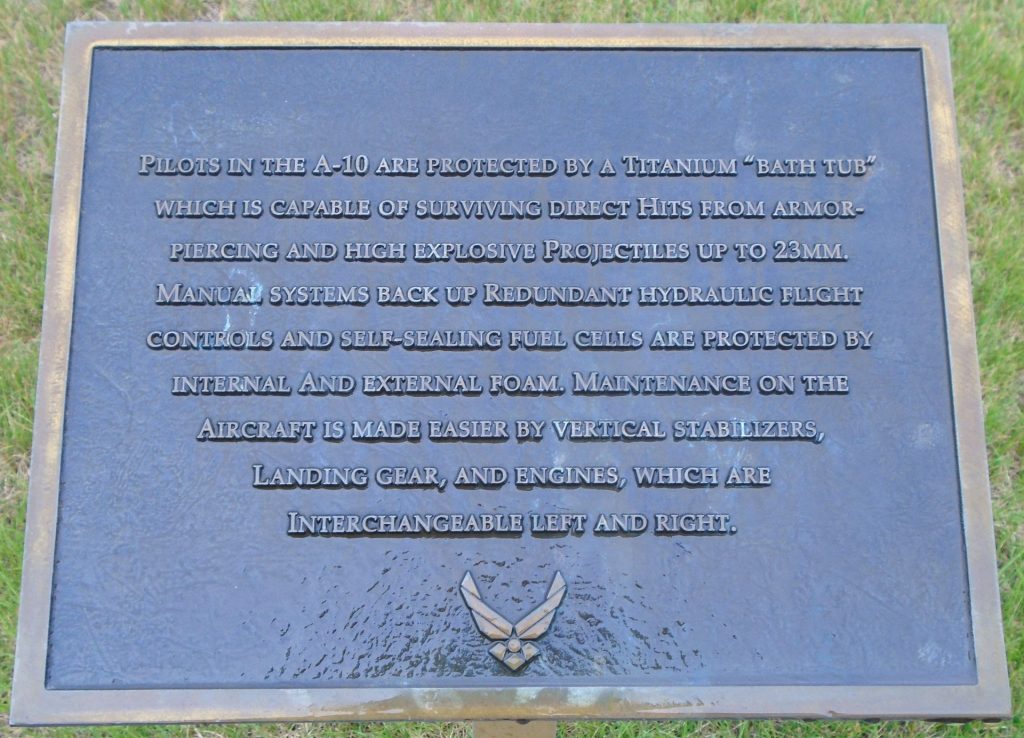FAIRCHILD-REPUBLIC A-10A “THUNDERBOLT II” MEMORIAL AIRCRAFT PLAQUE C