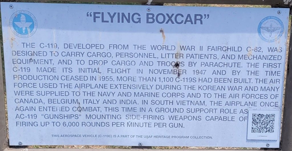 “FLYING BOXCAR” C-119C MEMORIAL AIRCRAFT PLAQUE