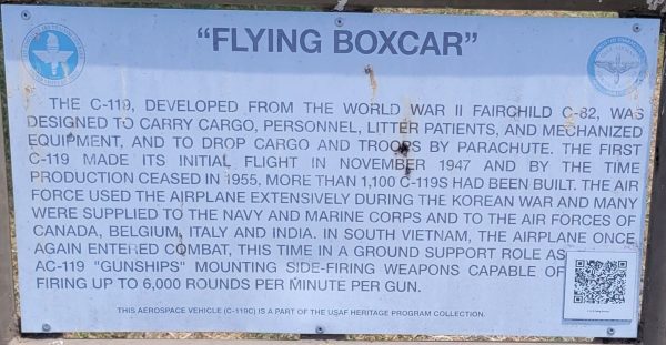 “FLYING BOXCAR” C-119C MEMORIAL AIRCRAFT PLAQUE
