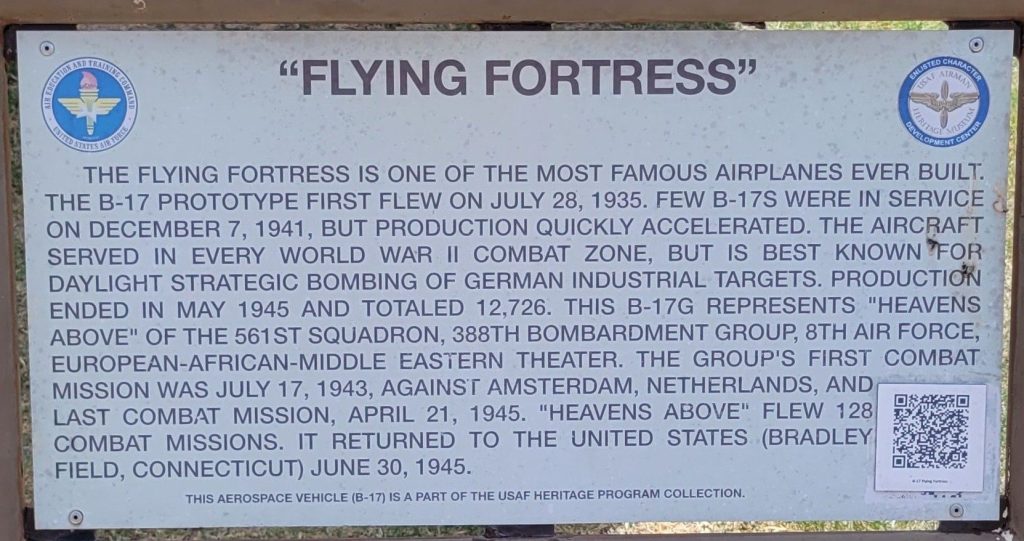 “FLYING FORTRESS” B-17 MEMORIAL AIRCRAFT PLAQUE