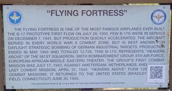 “FLYING FORTRESS” B-17 MEMORIAL AIRCRAFT PLAQUE