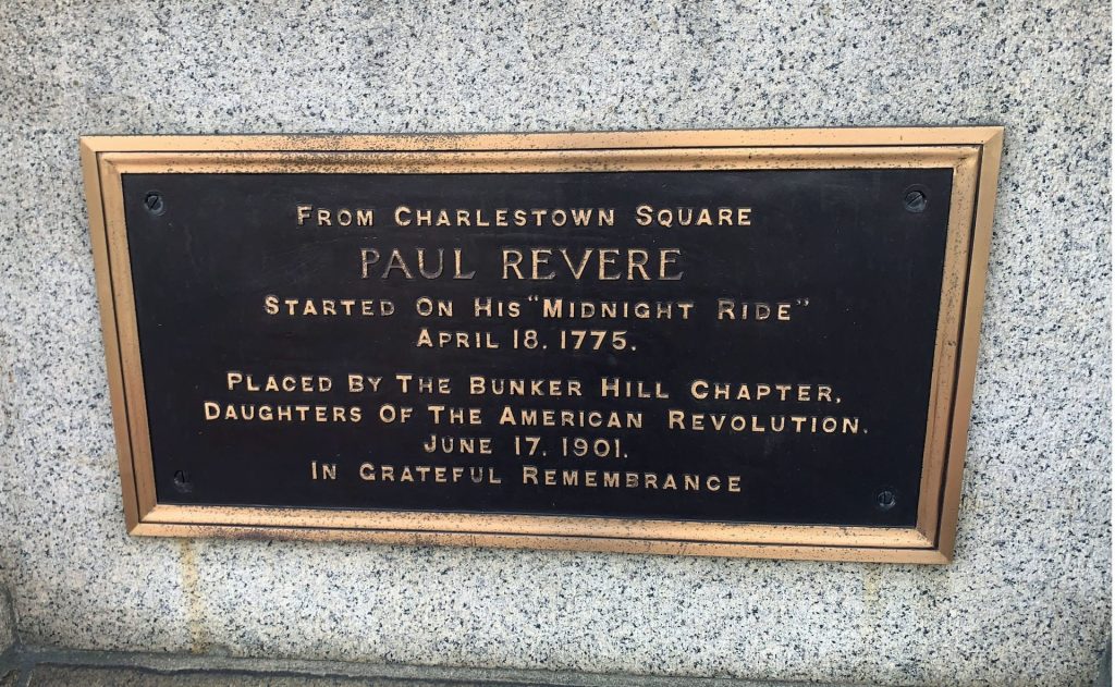 FROM CHARLESTOWN SQUARE PAUL REVERE REVOLUTIONARY WAR MEMORIAL PLAQUE